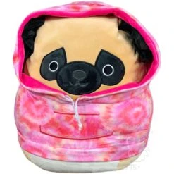 JAZWARES Squishmallow 12 Inch Prince The Pug Hoodie Squad Plush Toy