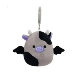 JAZWARES Squishmallow 3.5 Inch Bridgette The Bat Cow Halloween Plush Clip