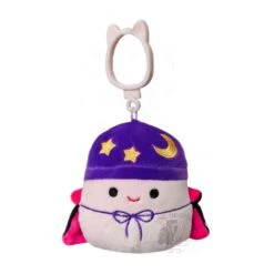 JAZWARES Squishmallow 3.5 Inch Carina The Mushroom With Cape Halloween Plush Clip