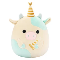 JAZWARES Squishmallow 5 Inch Belana The Cow With Birthday Hat Plush Toy