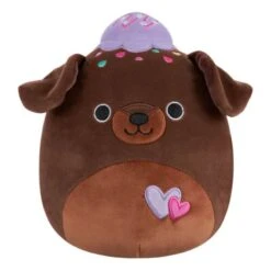 JAZWARES Squishmallow 8 Inch Rico The Brownie Chocolate Lab With Hearts Valentine Plush Toy